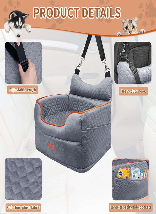 EUHAMS Dog Car Seat - Memory Foam Dog Booster Seat for Small Dogs Up to 25lbs-Elevated Pet Car Seat with Storage Pockets and Dog Seat Belt-Soft Pet Travel Bed for Front & Back Seats-Removable Washable-Grey - Image 4